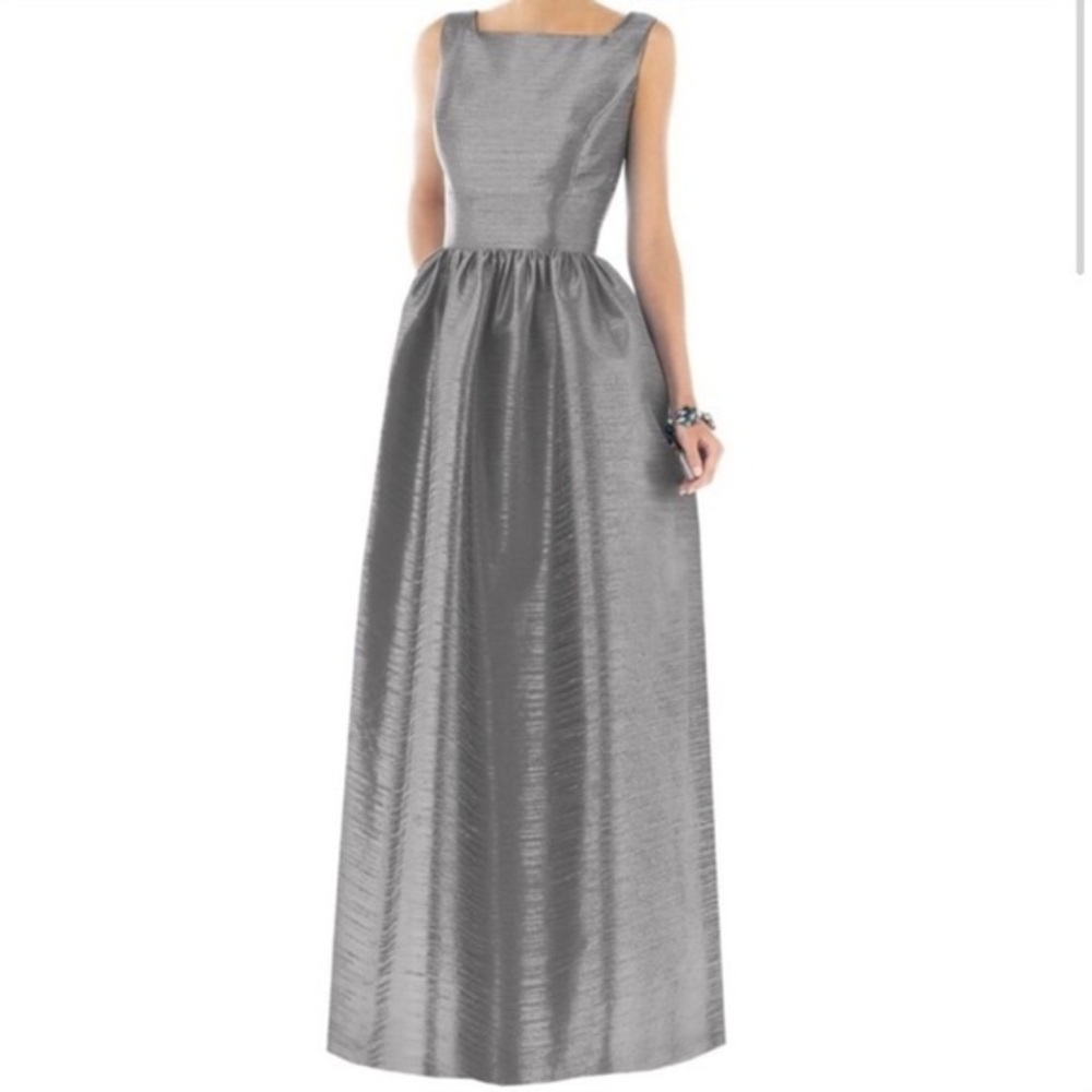 ALFRED SUNG Silver Maxi Dress